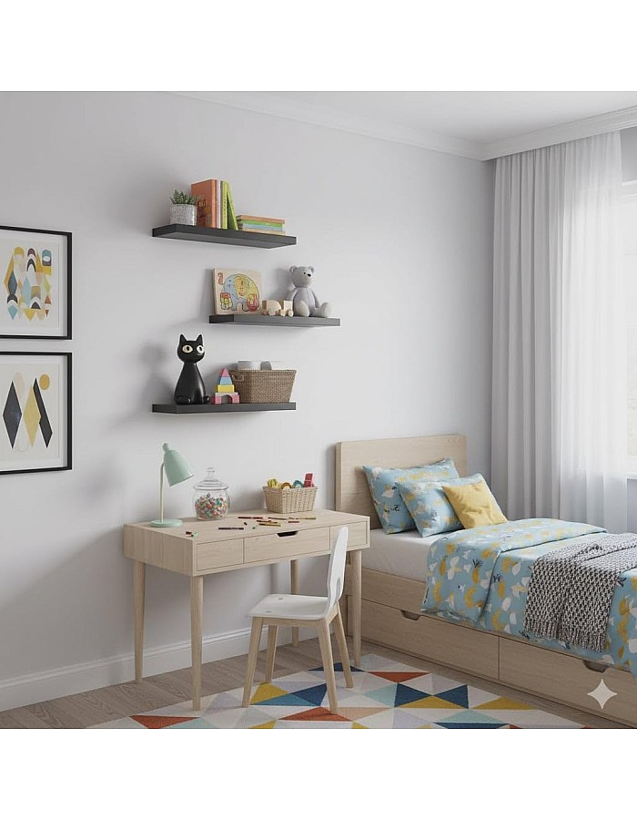 رفوف حائط خشبية MDF، تصميم عصري، مقاومة للماء والخدوش، 50×15 سم، 3 قطع، مع مستلزمات التثبيت، للمطبخ وغرف النوم والمكتب (أسود)