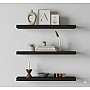 MDF Wood Wall Shelves, Modern Design, Waterproof and Scratch Resistant, 50 x 15 cm, 3 Pieces, with Installation Supplies, for Kitchen, Bedroom, Office (Black)