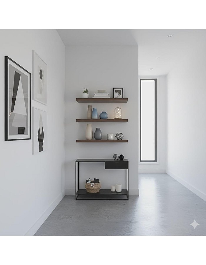 رفوف حائط خشبية MDF، تصميم عصري، مقاومة للماء والخدوش، 50×15 سم، 3 قطع، مع مستلزمات التثبيت، للمطبخ وغرف النوم والمكتب (بني)