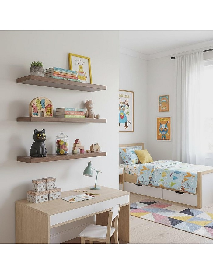 رفوف حائط خشبية MDF، تصميم عصري، مقاومة للماء والخدوش، 50×15 سم، 3 قطع، مع مستلزمات التثبيت، للمطبخ وغرف النوم والمكتب (بني)