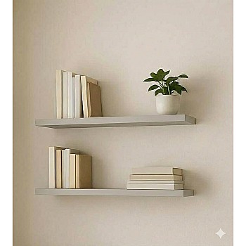 رفوف حائط خشبية MDF، تصميم عصري، مقاومة للماء والخدوش، 50×15 سم، قطعتين ، مع مستلزمات التثبيت، للمطبخ وغرف النوم والمكتب (رمادي)