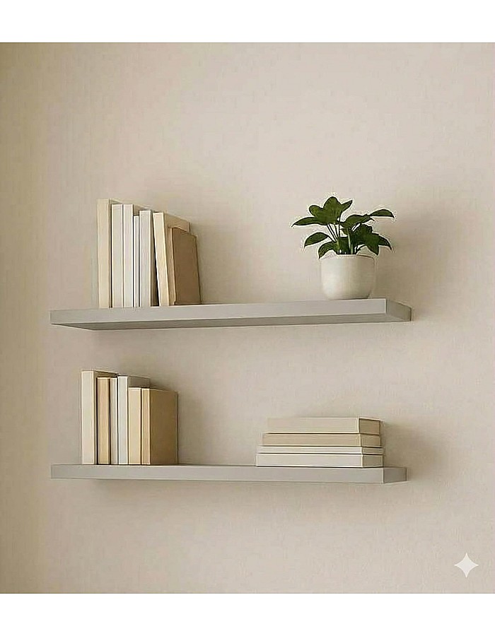 رفوف حائط خشبية MDF، تصميم عصري، مقاومة للماء والخدوش، 50×15 سم، قطعتين ، مع مستلزمات التثبيت، للمطبخ وغرف النوم والمكتب (رمادي)