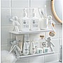 Qiikoea White Floating Shelves Humanoid Design Wall Mounted Bathroom Shelves No Drilling Waterproof Shower Organizer for Inside Shower Kitchen Storage, 2 Pack