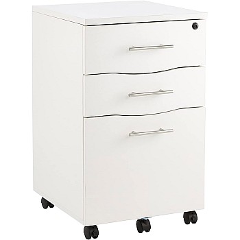 FurniFlex Under Desk 3 Drawer Wooden Pedestal Cabinet, White