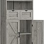 TEENFON Farmhouse Storage Cabinet with Doors & 2 Drawers, Bathroom Cabinet with Adjustable Shelf, Cupboard for Living Room, Entryway, Home Office, Gray