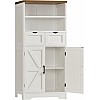 TEENFON Tall Bathroom Cabinet with Adjustable Shelf, Storage Cabinet with 2 Removble Drawers, Bathroom Storage Cabinet for Bathroom, Living Room, Dining Room, White