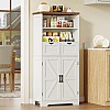 TEENFON Tall Bathroom Cabinet with Adjustable Shelf, Storage Cabinet with 2 Removble Drawers, Bathroom Storage Cabinet for Bathroom, Living Room, Dining Room, White