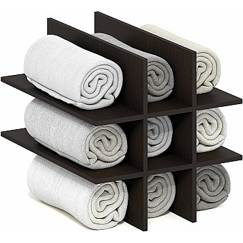 Furinno Cubicle Cube Insert, 9-Compartment Cube Organizer, Geometric Shelf Accessory, Fits into Furinno Triple Thick Cubes, IKEA Kallax, for Organizers and Storage, Black Dark Oak