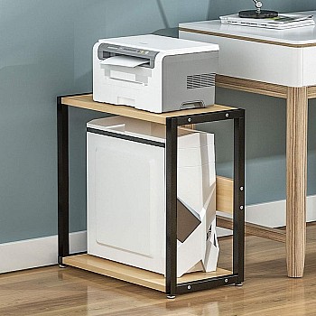 Desk Side Printer Shelf Printer Stand 2 Layer Desk Tidy Organizer Desk Storage Printer Shelf Rack CPU Host Chassis Suitable for Home Office Desk Mobile Printer Cart (Color : White-1, Size : H 55cm)