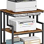 HOOBRO 23.6'' x 19.7'' Extra Large Printer Stand with Drawer, Printer Table with Adjustable Shelf, 3-Tier Printer Cart with Storage, for Heat Press Scanner Fax, Rustic Brown and Black BF10PS01