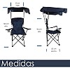 Portable Folding T-Shirt Chair Navy Blue with Cup Holder Canopy Anti-Skid Ideal for Outdoor Beach Camping Garden Patio (Mod. P0204)