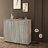 Gad Woods Modern Shoe Cabinet with Drawer – MDF Finish Foil Light Oak – Slim Storage Organizer for Entryway, Hallway, or Living Room – 3 Door Shoe Rack with Drawer (80 x 35 x 100 cm)