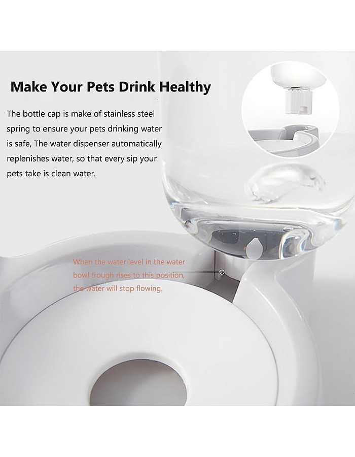 Dog Bowls, Puppy Cat Food and Water Bowl Set with Water Dispenser and Stainless Steel Bowl Detachable Gravity Pet Feeder and Waterer Set for Cats Dogs Puppy Rabbit (Pink)