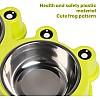 NA/Double Dog Cat Bowls Premium Stainless Steel Pet Bowls with No-Slip Stainless Steel Cute Modeling Pet Food Water for Feeder Dogs Cats Rabbit and Pets (Green)