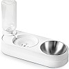 Stainless Steel Pet Food and Water Bowl, 2 in 1 Set with Automatic Water Dispenser for Cats and Small Dogs, 0.5L, White
