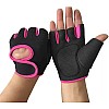 SportQ Half Finger Covers Men Cycling Fitness Gym Powerlifting Gloves Pair Cycling Gloves (XL, Pink)