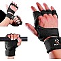 SportQ Padded Training Gloves with Silicone Support for Weight Lifting Gym Workout Half Finger Protection Strong Grip for Men and Women