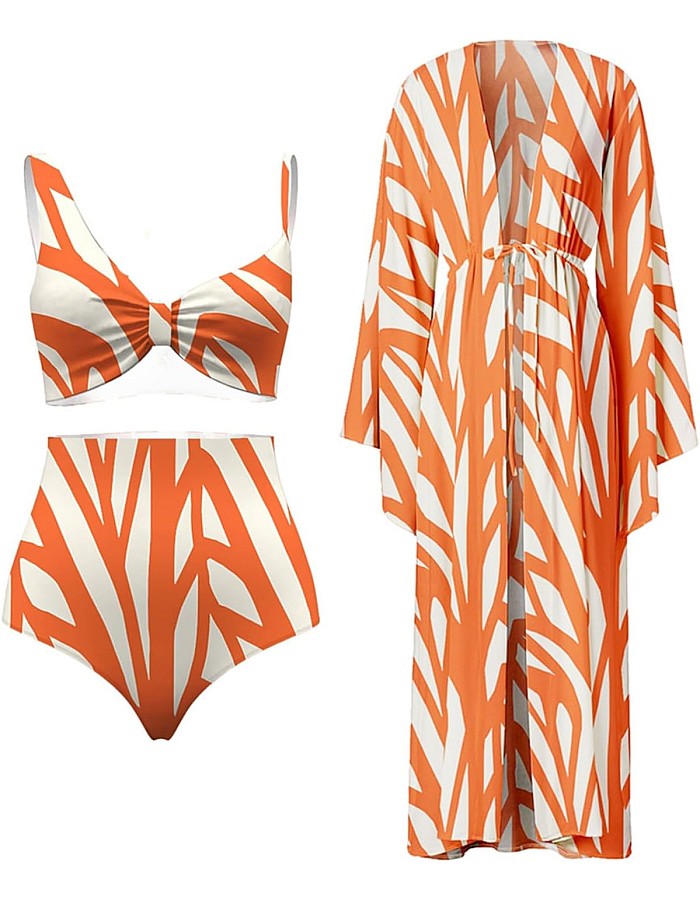 Women's Retro Two-Piece Swimsuit with Cover-Up Slimming One-Piece Swimsuit & Long UV Protection Beach Dress Tummy Control Padded Swimwear for Swimming Red Sea Vacations