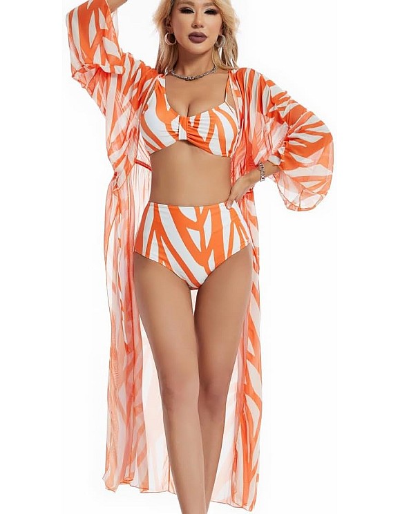 Women's Retro Two-Piece Swimsuit with Cover-Up Slimming One-Piece Swimsuit & Long UV Protection Beach Dress Tummy Control Padded Swimwear for Swimming Red Sea Vacations