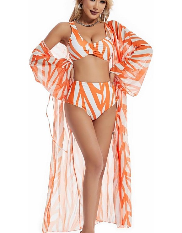Women's Retro Two-Piece Swimsuit with Cover-Up Slimming One-Piece Swimsuit & Long UV Protection Beach Dress Tummy Control Padded Swimwear for Swimming Red Sea Vacations