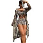 Women's Retro Two-Piece Swimsuit with Cover-Up Slimming One-Piece Swimsuit & Long UV Protection Beach Dress Tummy Control Padded Swimwear for Swimming Red Sea Vacations