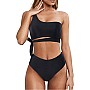 fashion mania Women's Halter Bikini Ruched High Waisted Swimsuits