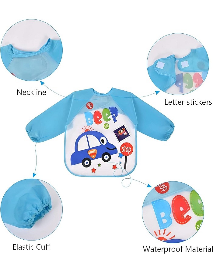 Waterproof Bib - Durable Long Sleeve Baby Bib for Mess-Free Feeding, Perfect for Toddlers 6 Months to 3 Years, Easy to Wash