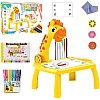 Drawing Projector for Kids, Children's Educational Projector Drawing Boards with Lights and Music, Desk Learn to Draw for Children 4-12 Years Old (Yellow)