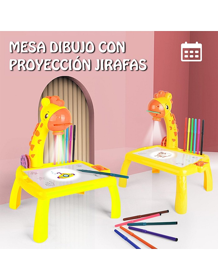Drawing Projector for Kids, Children's Educational Projector Drawing Boards with Lights and Music, Desk Learn to Draw for Children 4-12 Years Old (Yellow)