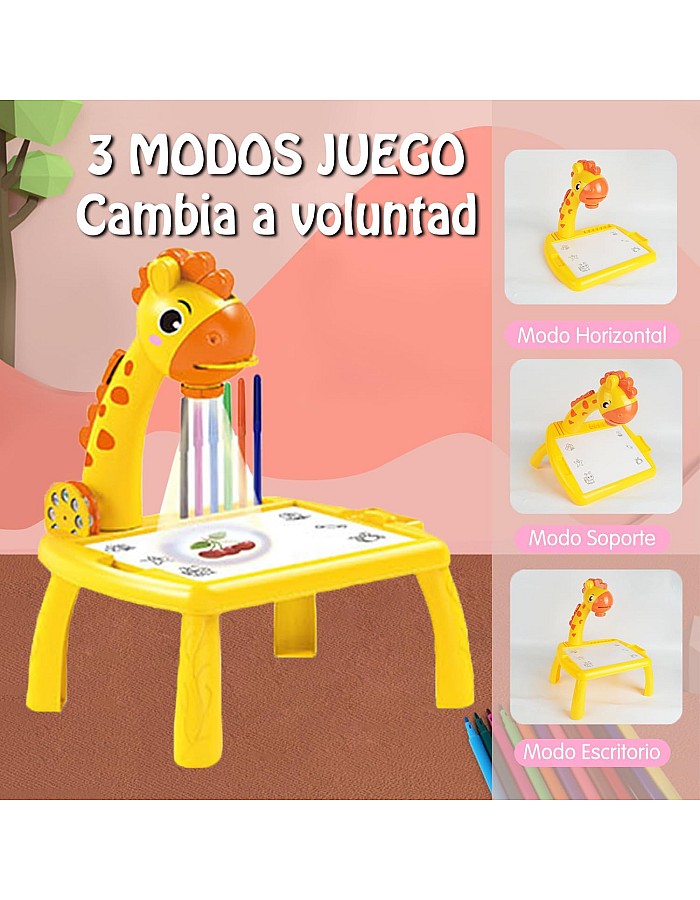 Drawing Projector for Kids, Children's Educational Projector Drawing Boards with Lights and Music, Desk Learn to Draw for Children 4-12 Years Old (Yellow)