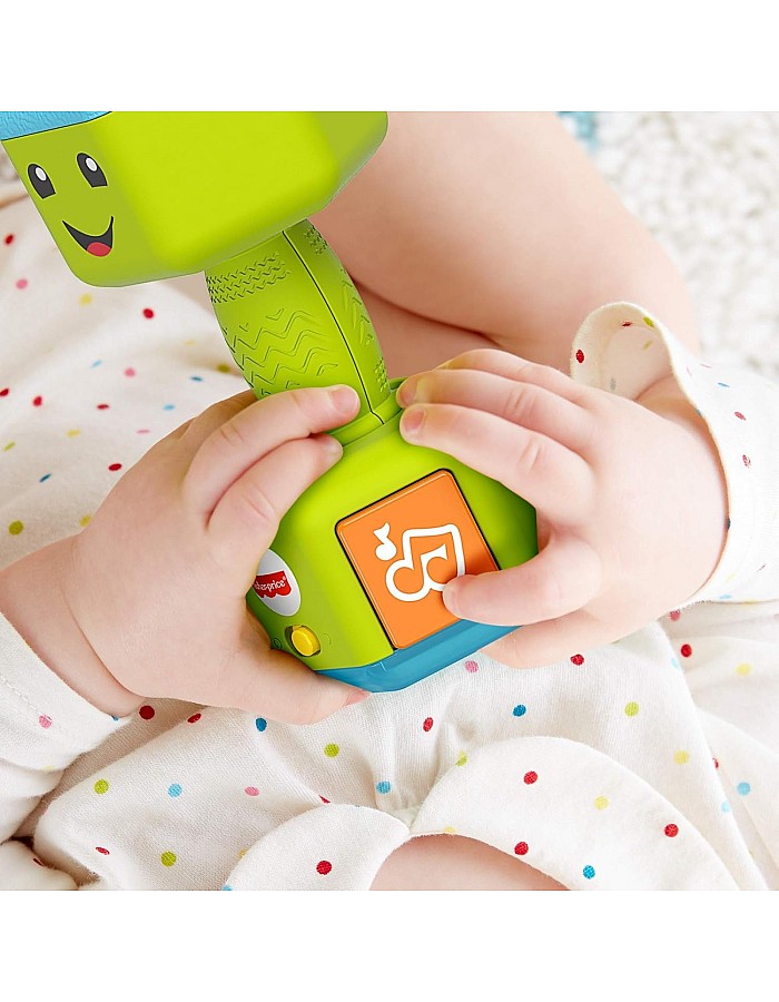 Learn Count & Curl Dumbbell - Educational Baby Rattle with Music, Lights, and Learning Songs - Fitness-Themed Sensory Toy for Infants & Toddlers