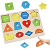 Wooden Puzzle from 2 Years, Geometric Wooden Puzzle with Knob, Baby Toy, Colours Shapes, Educational Toy, Montessori Toy, Plug-in Puzzle Board for Baby, Toddlers, Children, Learning Toy
