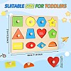 Wooden Puzzle from 2 Years, Geometric Wooden Puzzle with Knob, Baby Toy, Colours Shapes, Educational Toy, Montessori Toy, Plug-in Puzzle Board for Baby, Toddlers, Children, Learning Toy