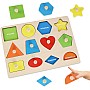 Wooden Puzzle from 2 Years, Geometric Wooden Puzzle with Knob, Baby Toy, Colours Shapes, Educational Toy, Montessori Toy, Plug-in Puzzle Board for Baby, Toddlers, Children, Learning Toy