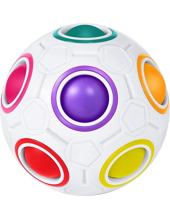 Magic Rainbow Ball, Fidget Ball Speed Cube Puzzle Ball Cube Brain Teasers Educational Toy For Kids & Adults, White