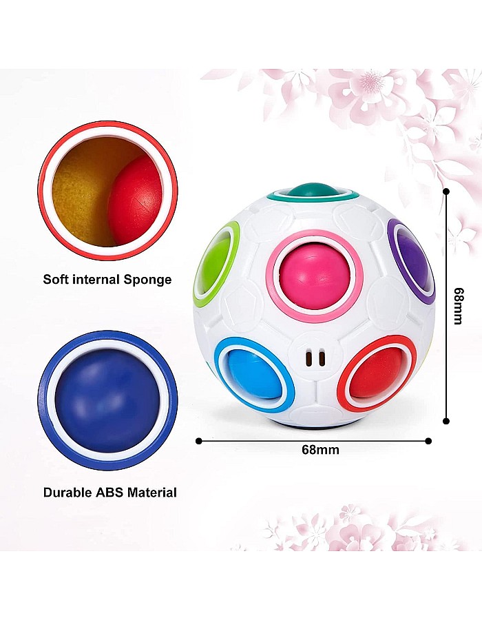 Magic Rainbow Ball, Fidget Ball Speed Cube Puzzle Ball Cube Brain Teasers Educational Toy For Kids & Adults, White