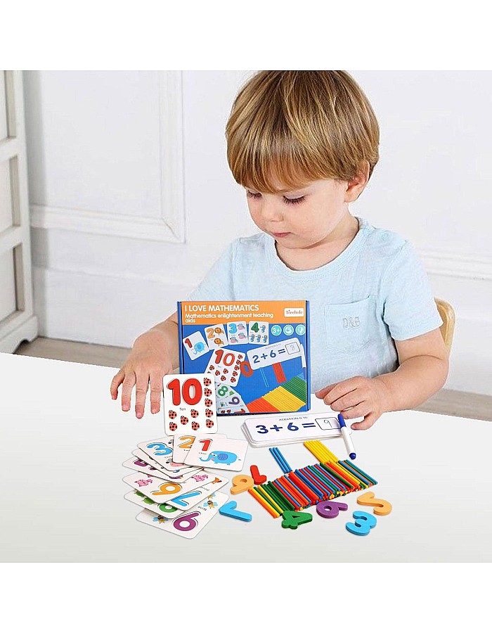 Maths Counting Sticks, Educational Aids for Addition and Subtraction for Children | Wooden Intelligence Sticks Numerical Cards and Counting Sticks with Box, Gift