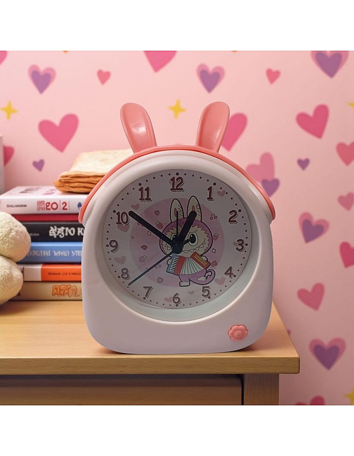 LOCKYBOY Kids Alarm Clock, Cartoon Rabbit Design, Blue Body, Clear Hands and Numbers (Pank)