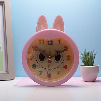 LOCKYBOY Kids Alarm Clock, Cartoon Rabbit Design, Clear Hands and Numbers (Pank)