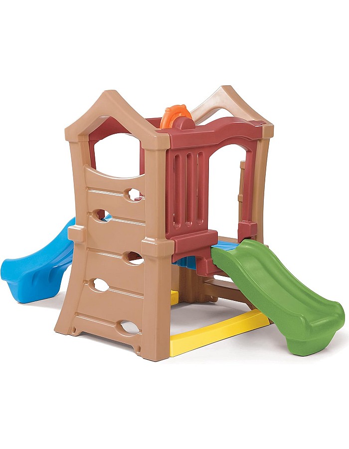 Step2 Play Up Double Slide Climber Outdoor Toy and Structures - Brown, 800000