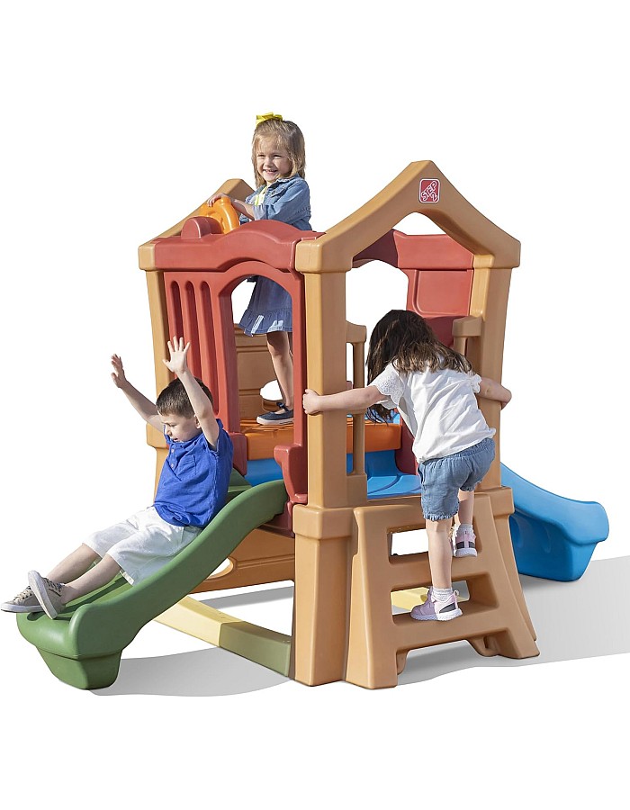 Step2 Play Up Double Slide Climber Outdoor Toy and Structures - Brown, 800000