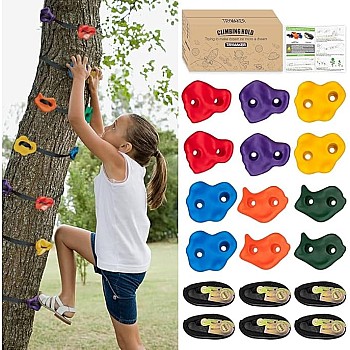 murabba 10pc Climbing Holds for Kids & Prise Escalade Enfant, Colourful Pig Nose Rock Wall Holds, Climbing Frames Set for Indoor Outdoor Playground PlaySet Building with