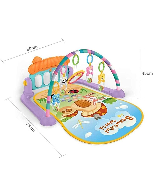 COOLBABY Large Play & Learn Infant Gym Toys Piano Activity - Baby Kick and Gym Play Mat Lay & Play 3 in 1 Fitness Music and Lights Fun Piano for 0-36 Months Girl Boy - Easy to Disassemble and Washable