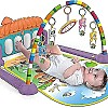 COOLBABY Large Play & Learn Infant Gym Toys Piano Activity - Baby Kick and Gym Play Mat Lay & Play 3 in 1 Fitness Music and Lights Fun Piano for 0-36 Months Girl Boy - Easy to Disassemble and Washable