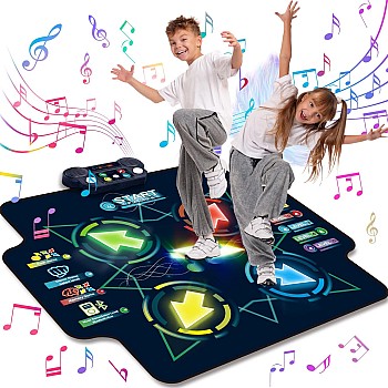 Dance Mat for Kids - Electronic Dance Mats with Wireless Bluetooth for 3-12 Year Old Kids, Lights Up Dance Pad with Built-in Music 5 Levels 4 Mode, Gifts for Children
