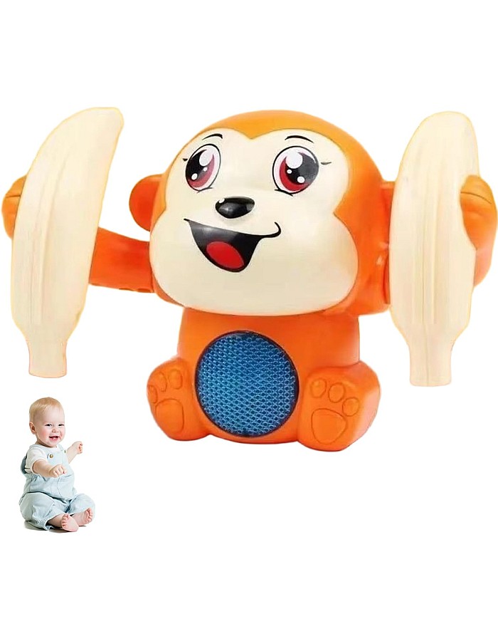 Roll & Glow Monkey Crawling Baby Toy with Lights and Sounds for 6 Months and up monkey toy