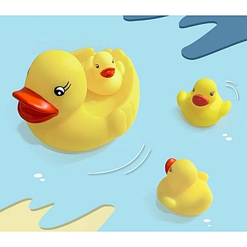 4 Pack Silicone Ducks with Sound for Bathroom and Home, Soft and Durable Ducks with Attractive Design, Bright Colors, for Entertaining, Relaxing and Daily Use