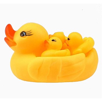 4 Pack Silicone Ducks with Sound for Bathroom and Home, Soft and Durable Ducks with Attractive Design, Bright Colors, for Entertaining, Relaxing and Daily Use