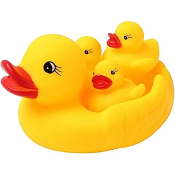 4 Pcs Silicone Duck Set with Sound for Home and Bathroom Use, Soft Flexible Material and Attractive Design Add Fun and Comfortable Atmosphere