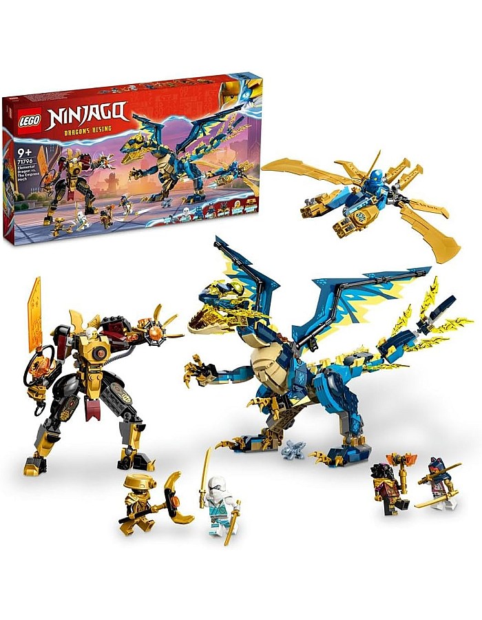 مجموعة لعبة بناء التنين الأساسي ضد آلي الإمبراطورة 71796 من LEGO NINJAGO‎ للأطفال بعمر +9؛ تضم 6 شخصيات صغيرة (1038 قطعة)